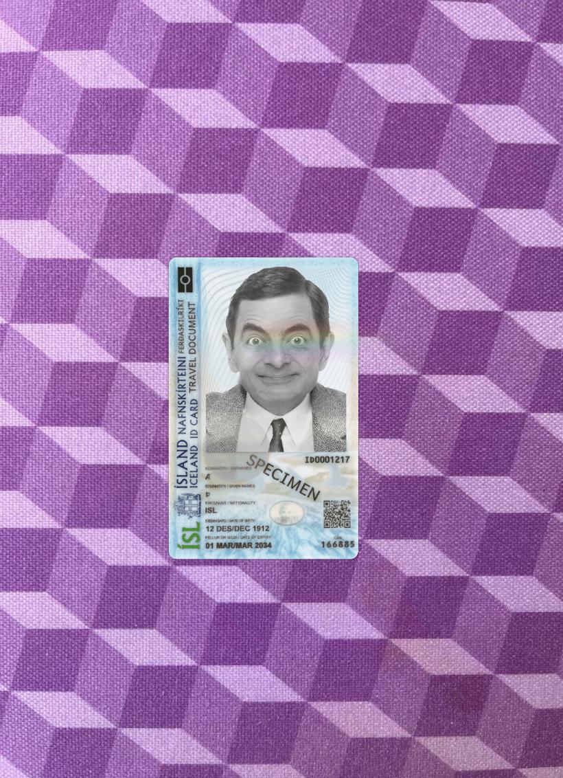 Blank Iceland ID card 2024 present photolook sample